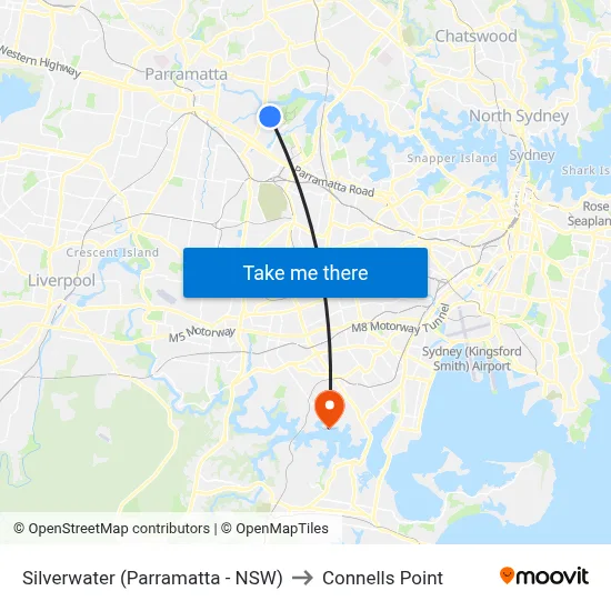 Silverwater (Parramatta - NSW) to Connells Point map