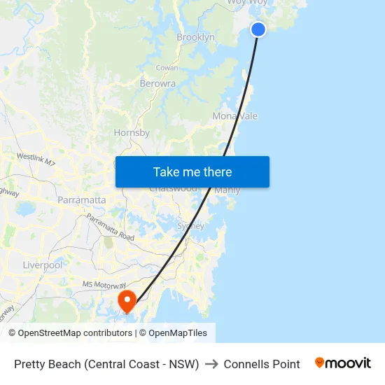 Pretty Beach (Central Coast - NSW) to Connells Point map