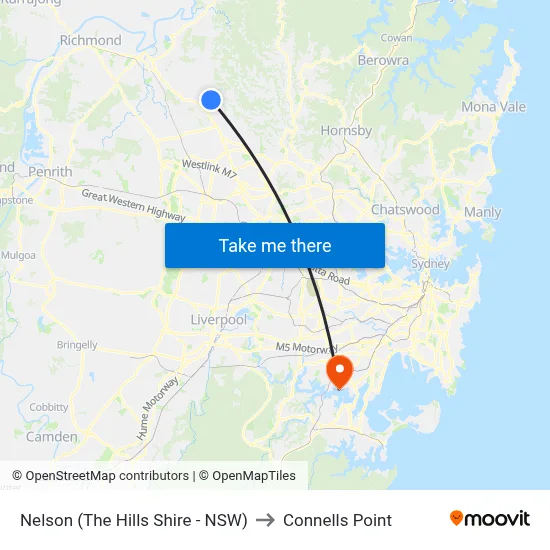 Nelson (The Hills Shire - NSW) to Connells Point map