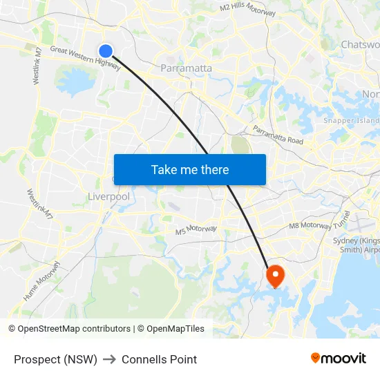 Prospect (NSW) to Connells Point map