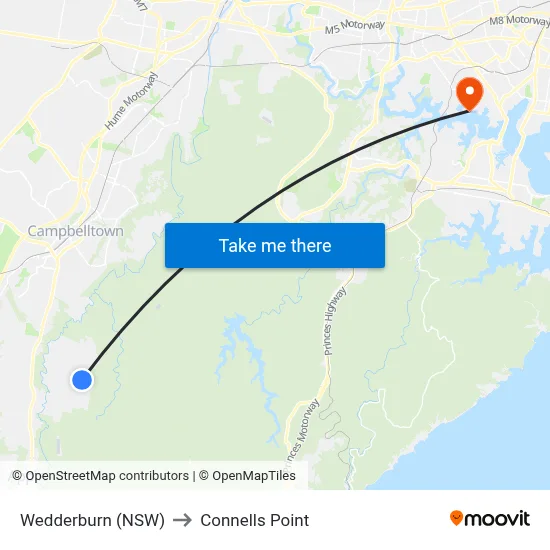 Wedderburn (NSW) to Connells Point map
