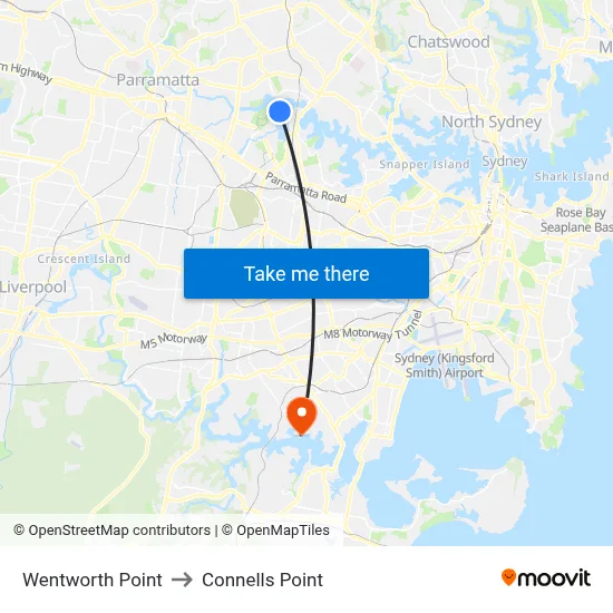 Wentworth Point to Connells Point map