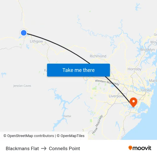 Blackmans Flat to Connells Point map
