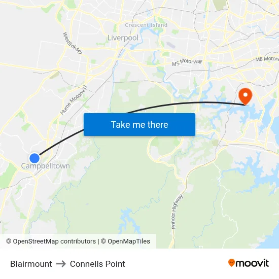 Blairmount to Connells Point map