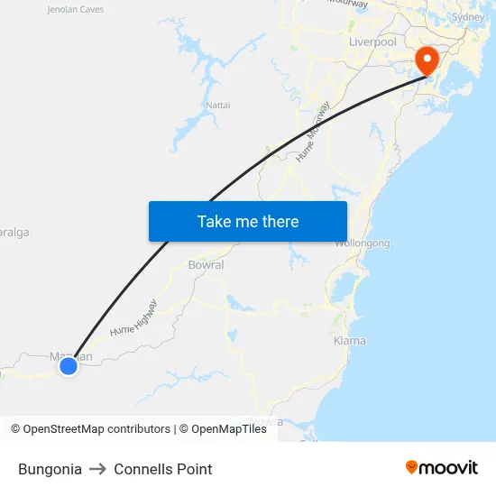 Bungonia to Connells Point map