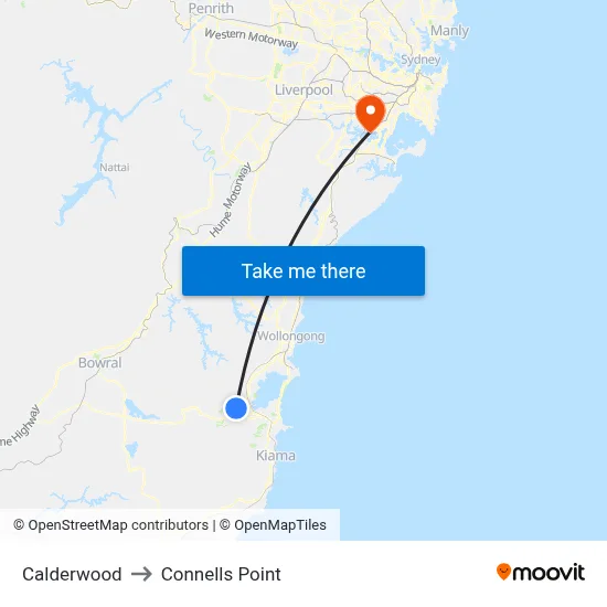 Calderwood to Connells Point map