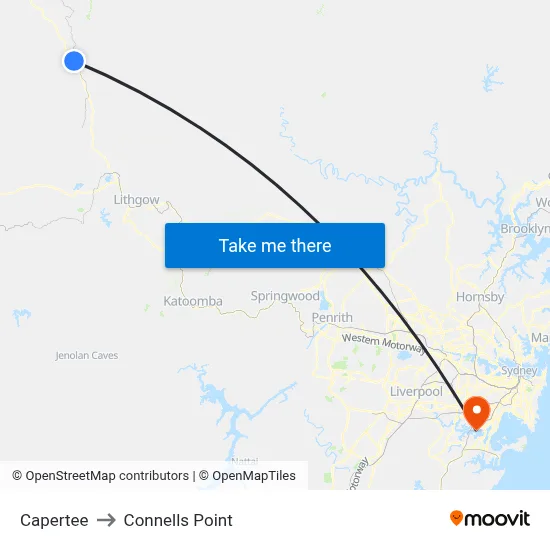 Capertee to Connells Point map