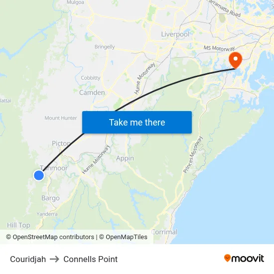 Couridjah to Connells Point map