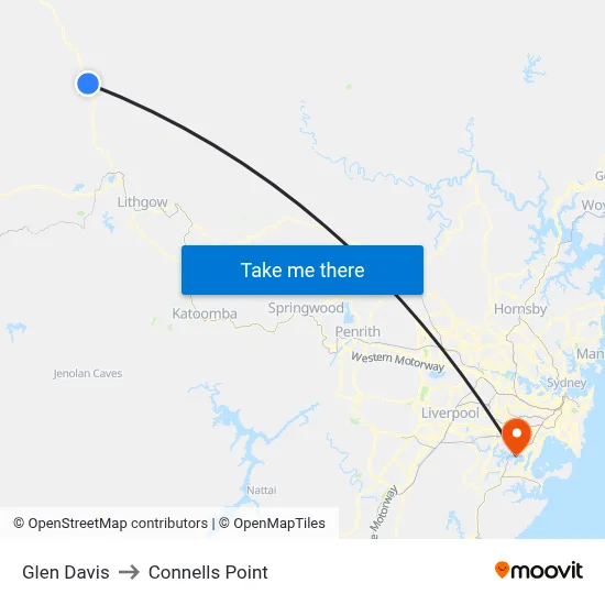 Glen Davis to Connells Point map