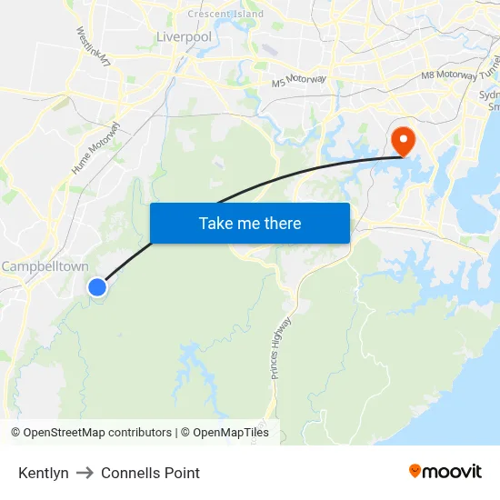 Kentlyn to Connells Point map