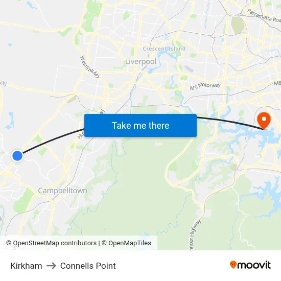 Kirkham to Connells Point map