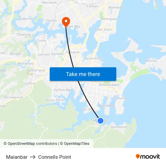 Maianbar to Connells Point map