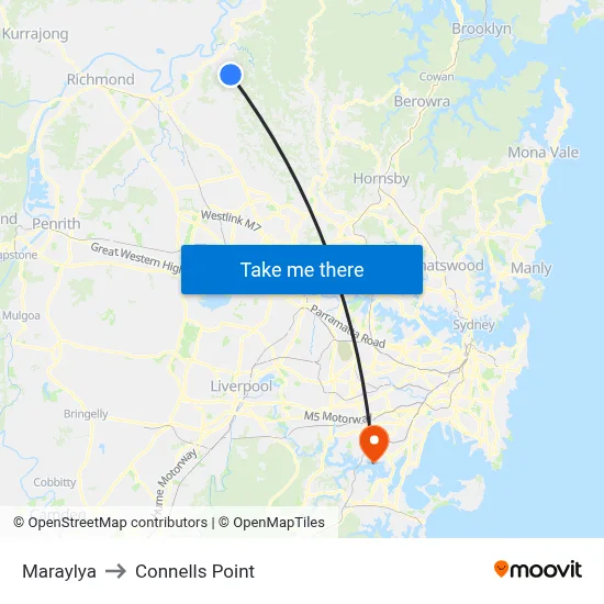 Maraylya to Connells Point map