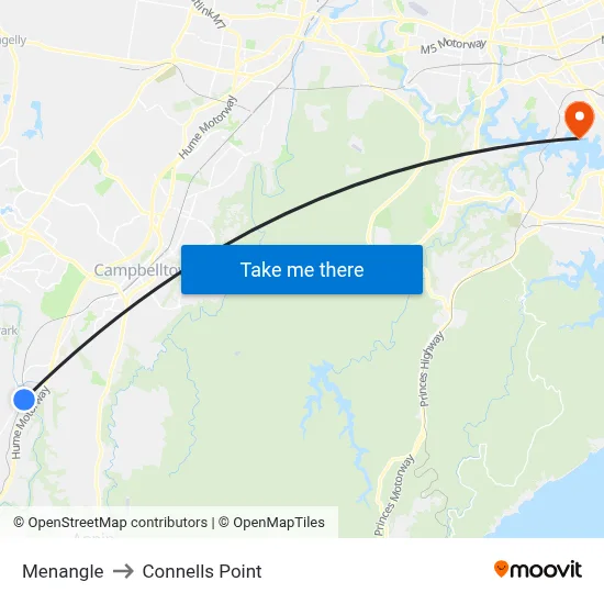 Menangle to Connells Point map
