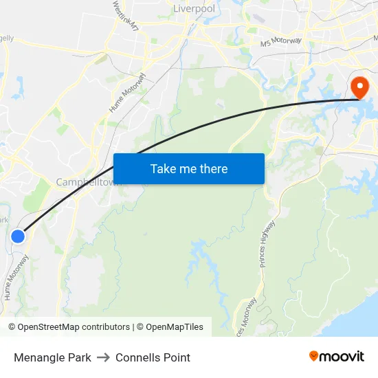 Menangle Park to Connells Point map