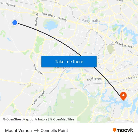 Mount Vernon to Connells Point map