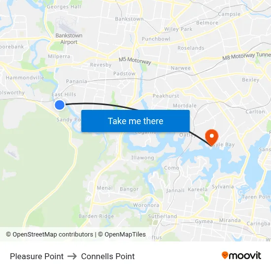 Pleasure Point to Connells Point map