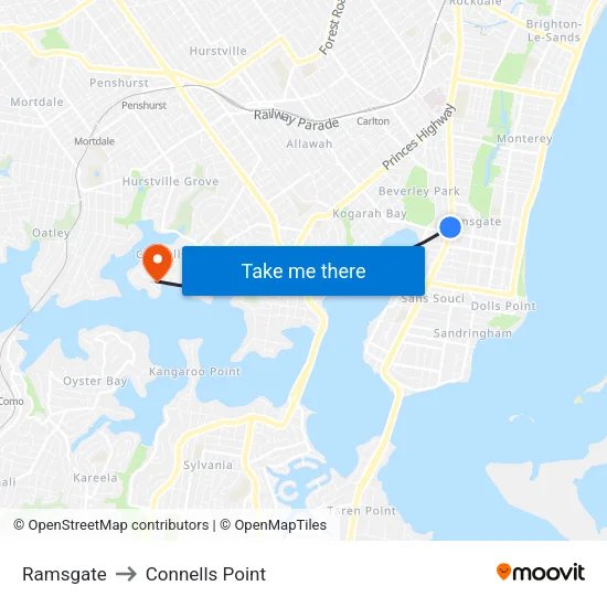 Ramsgate to Connells Point map