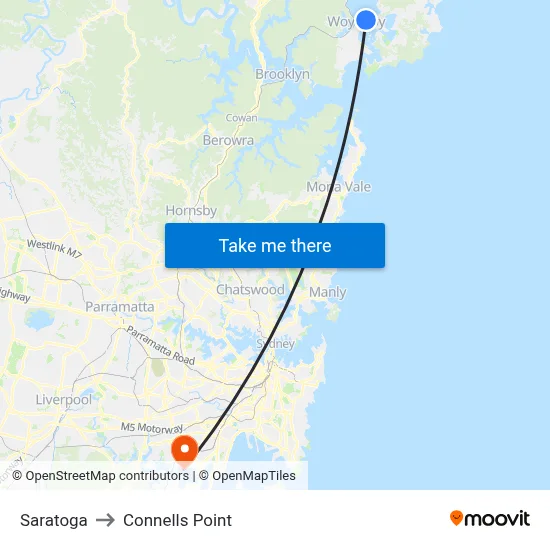 Saratoga to Connells Point map