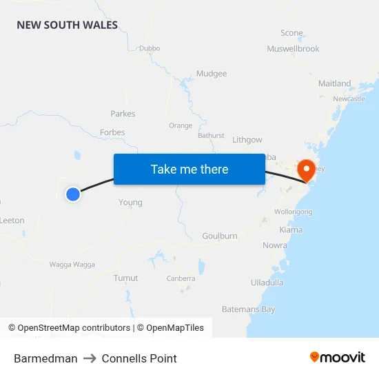 Barmedman to Connells Point map