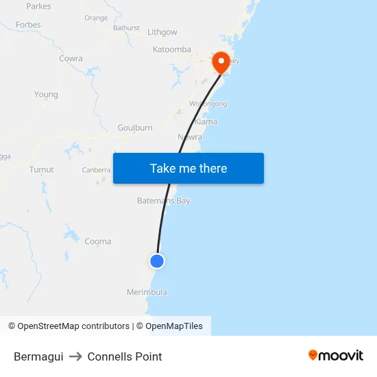 Bermagui to Connells Point map