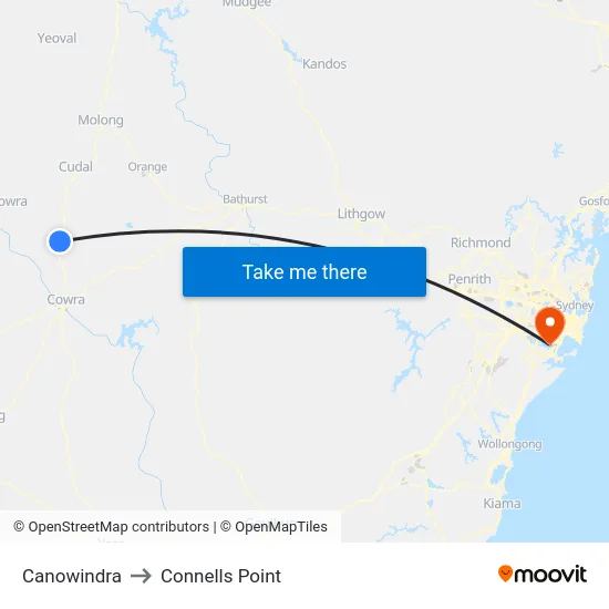 Canowindra to Connells Point map