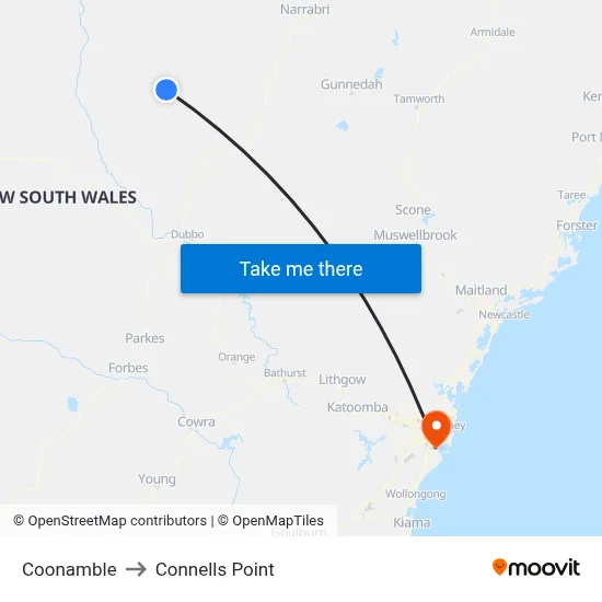 Coonamble to Connells Point map
