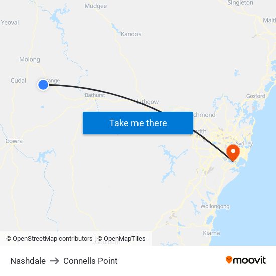 Nashdale to Connells Point map