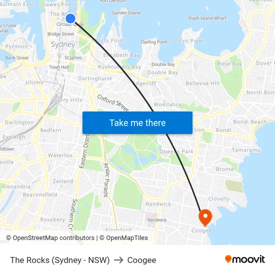 The Rocks (Sydney - NSW) to Coogee map