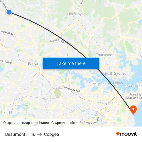 Beaumont Hills to Coogee map