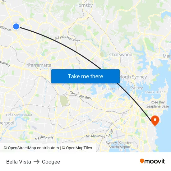 Bella Vista to Coogee map