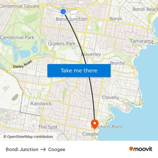 Map Of Coogee Nsw Bondi Junction To Coogee, Sydney With Public Transportation