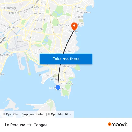 La Perouse to Coogee map
