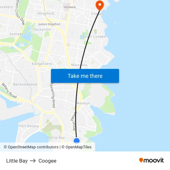Little Bay to Coogee map