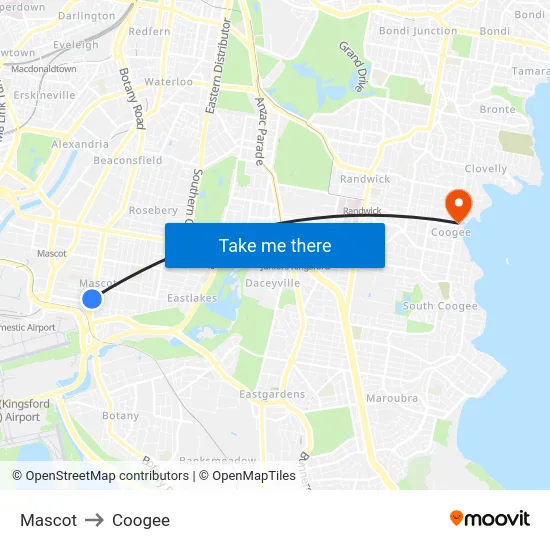 Mascot to Coogee map