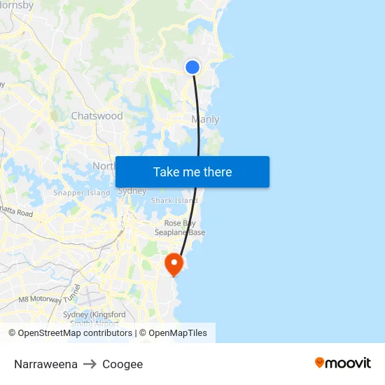Narraweena to Coogee map