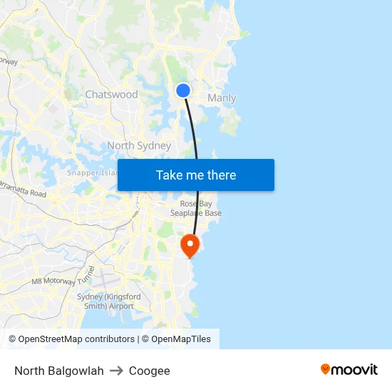 North Balgowlah to Coogee map