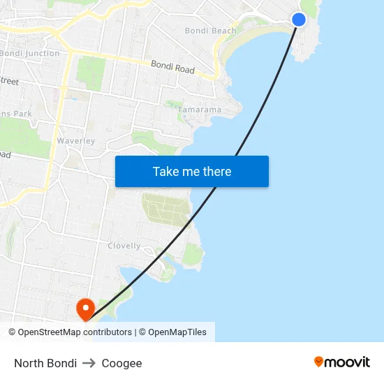 North Bondi to Coogee map