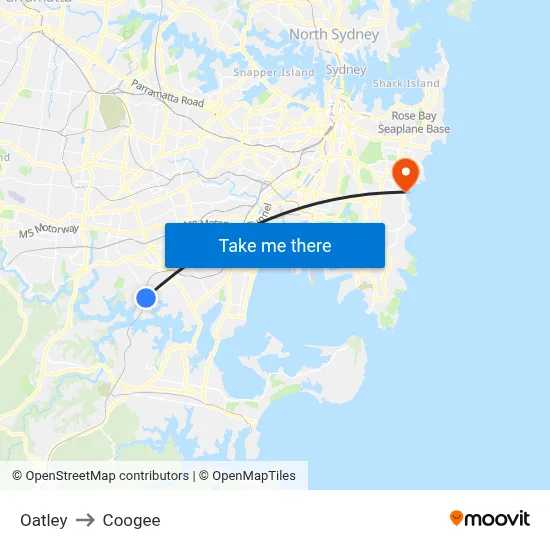 Oatley to Coogee map