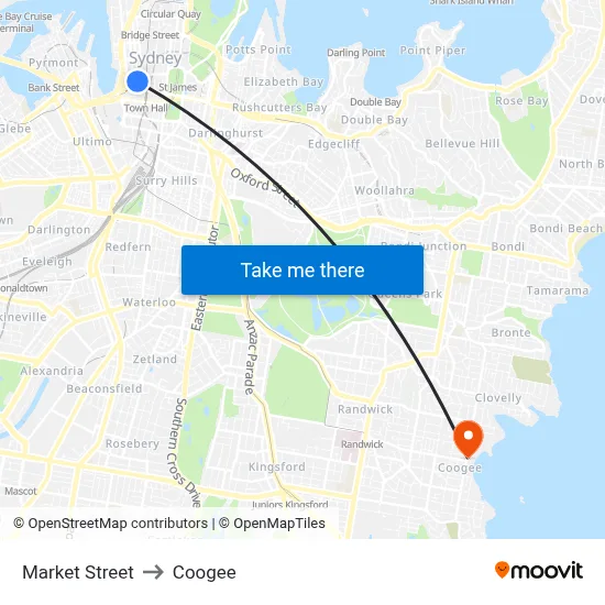 Market Street to Coogee map