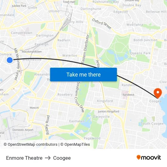 Enmore Theatre to Coogee map