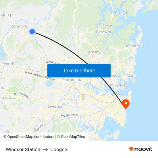 Windsor Station to Coogee map