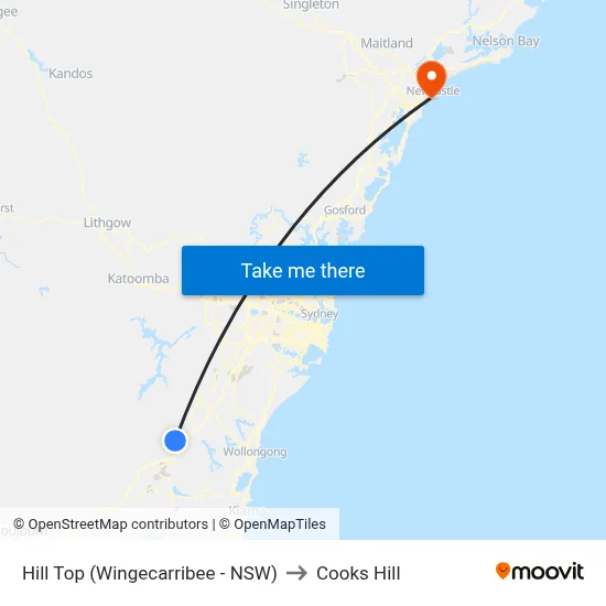 Hill Top (Wingecarribee - NSW) to Cooks Hill map