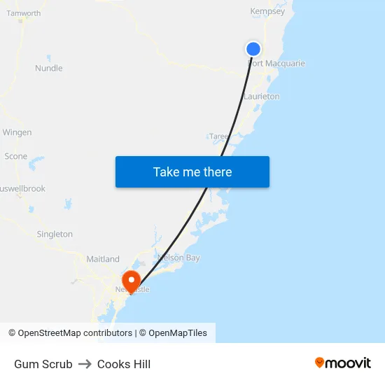 Gum Scrub to Cooks Hill map