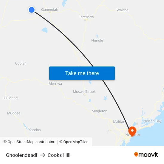Ghoolendaadi to Cooks Hill map