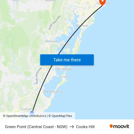 Green Point (Central Coast - NSW) to Cooks Hill map