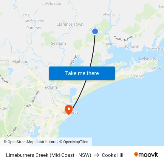 Limeburners Creek (Mid-Coast - NSW) to Cooks Hill map