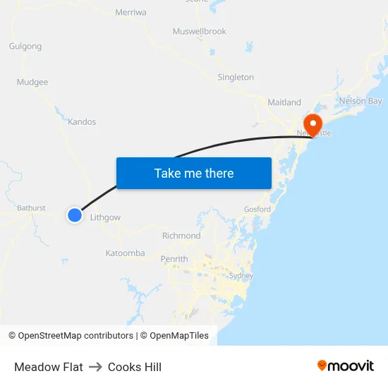 Meadow Flat to Cooks Hill map