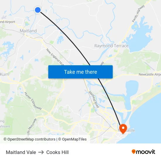 Maitland Vale to Cooks Hill map