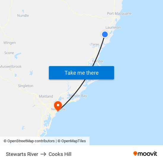 Stewarts River to Cooks Hill map